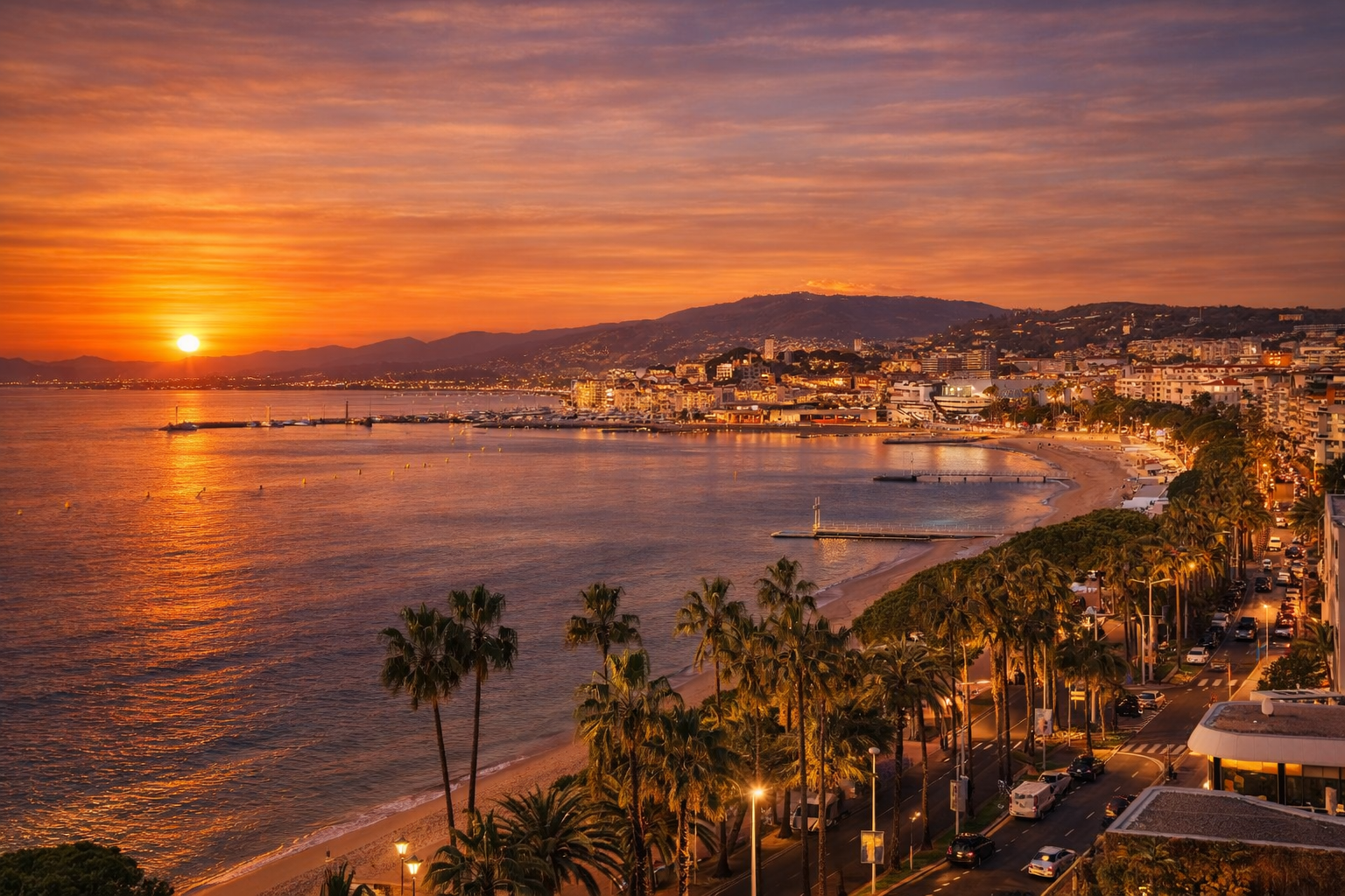 Cannes au coucher du soleil